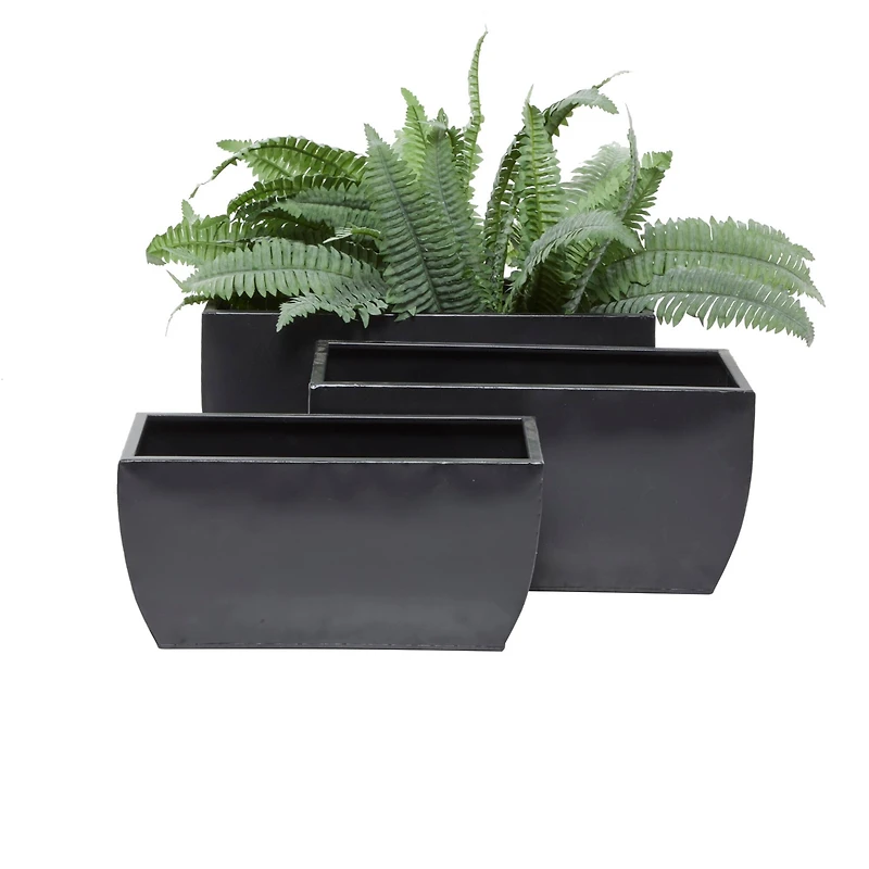 Black Modern Planter, Set of 3" 20", 18", 16"