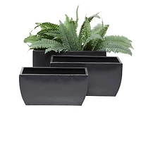 Black Modern Planter, Set of 3" 20", 18", 16"