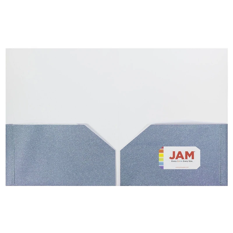 JAM Paper 2-Pocket Plastic Glitter Folders, 6ct.