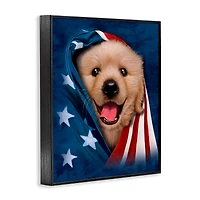 Stupell Industries Puppy & American Flag Framed Giclee Art