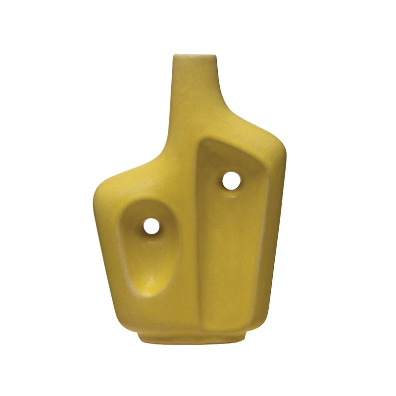 Hello Honey® 8.5" Yellow Stoneware Abstract Sculptural Vase