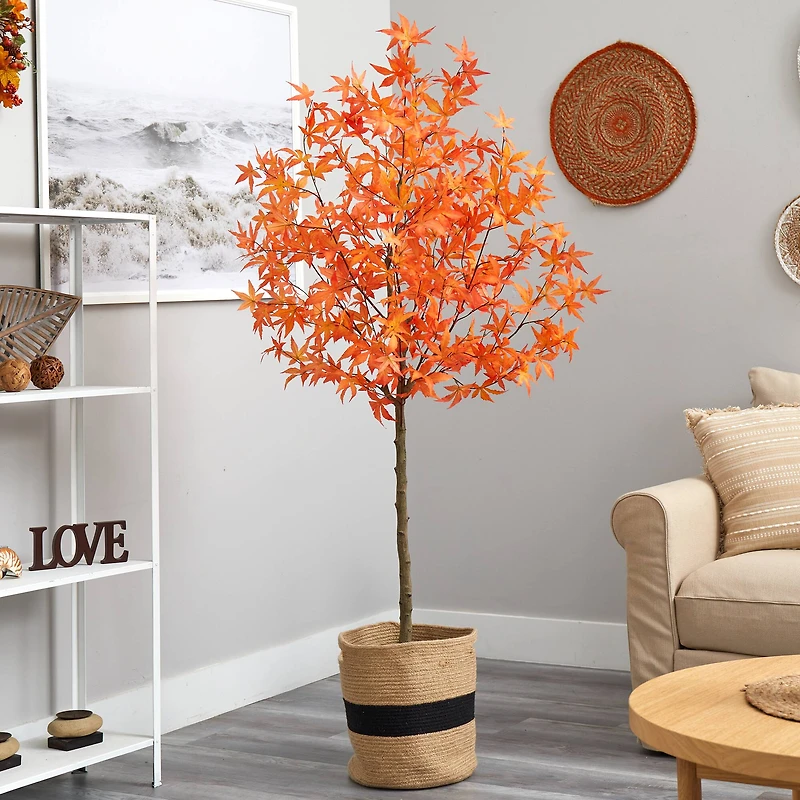 6ft. Artificial Autumn Maple Tree with Basket