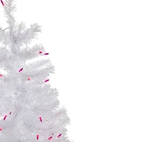 3ft. Pre-Lit Woodbury White Pine Slim Artificial Christmas Tree, Pink Lights