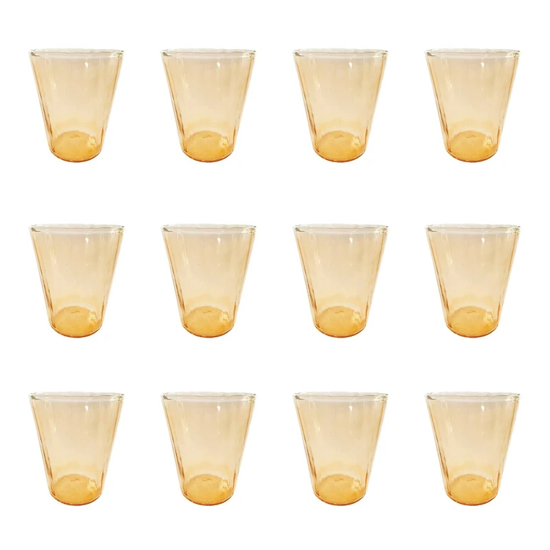 Hello Honey® 12oz. Peach Ribbed Round Reclaimed Glass Drinking Glasses, 12ct.