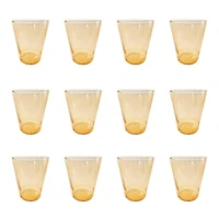 Hello Honey® 12oz. Peach Ribbed Round Reclaimed Glass Drinking Glasses, 12ct.