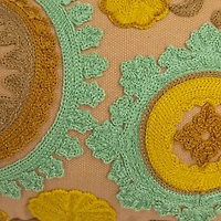 Hello Honey® 24" Taupe, Green & Mint Round Floral Cotton & Sherpa Pet Bed