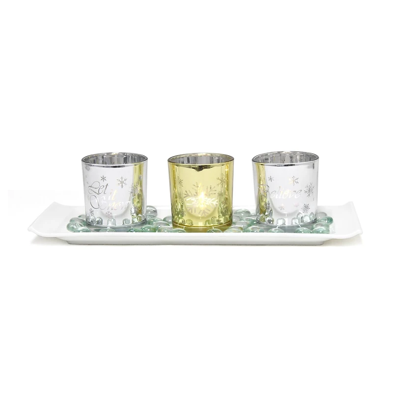 Elegant Designs™ Silver and Gold Winter Wonderland Candle Set