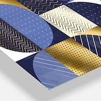 Designart Retro Luxury Waves in Gold & Blue IV Mid-Century Modern Multipanel Wall Clock