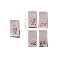 Hello Honey® 18" White & Red Christmas Cotton Napkin Set