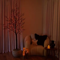 7ft. Pre-Lit Halloween Minimalist Twig Artificial Fall Tree with 400 Orange & Purple LED Lights