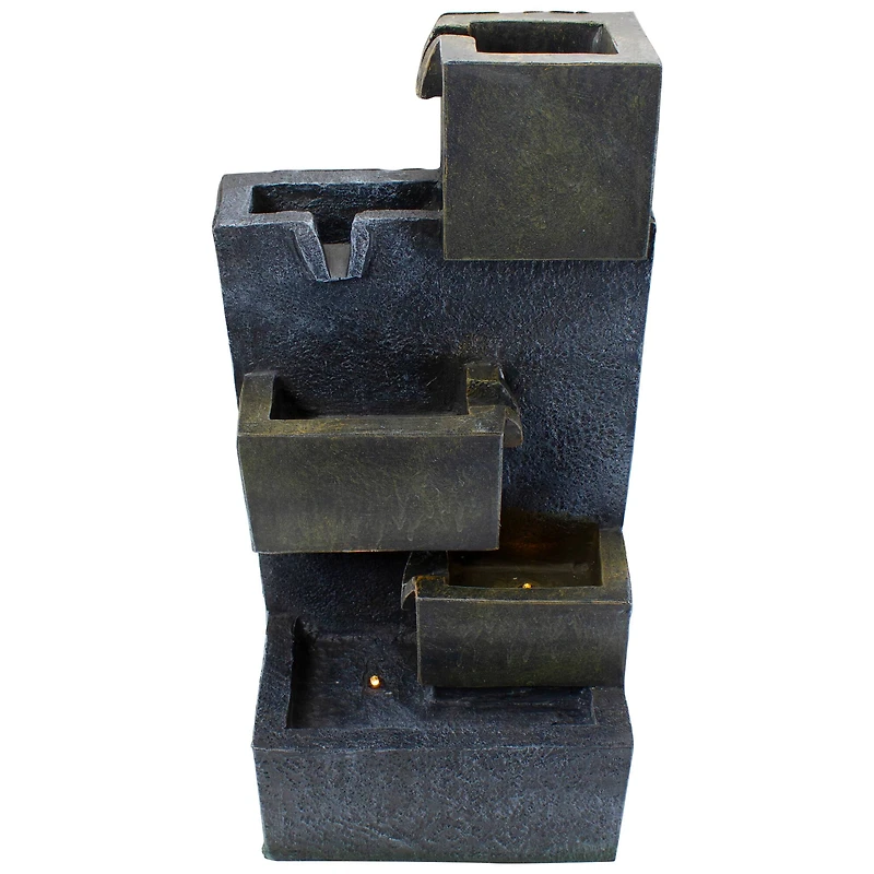 19" Gray LED Lighted 5-Tier Rainfall Outdoor Water Fountain