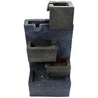 19" Gray LED Lighted 5-Tier Rainfall Outdoor Water Fountain