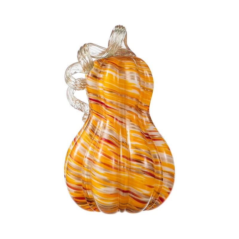 Glitzhome® 8.5" Fall Multi Stripes Glass Gourd