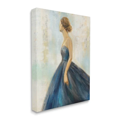 Stupell Industries Young Woman Blue Dress Soft Focus Pose Canvas Wall Art