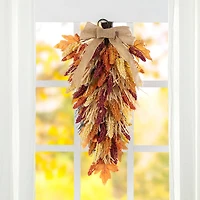 Glitzhome® 28" Fall Sorghum Swag Includes a Black Metal Wreath Hanger