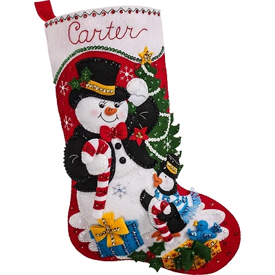 Bucilla® 18" Dapper Snowman Felt Stocking Applique Kit