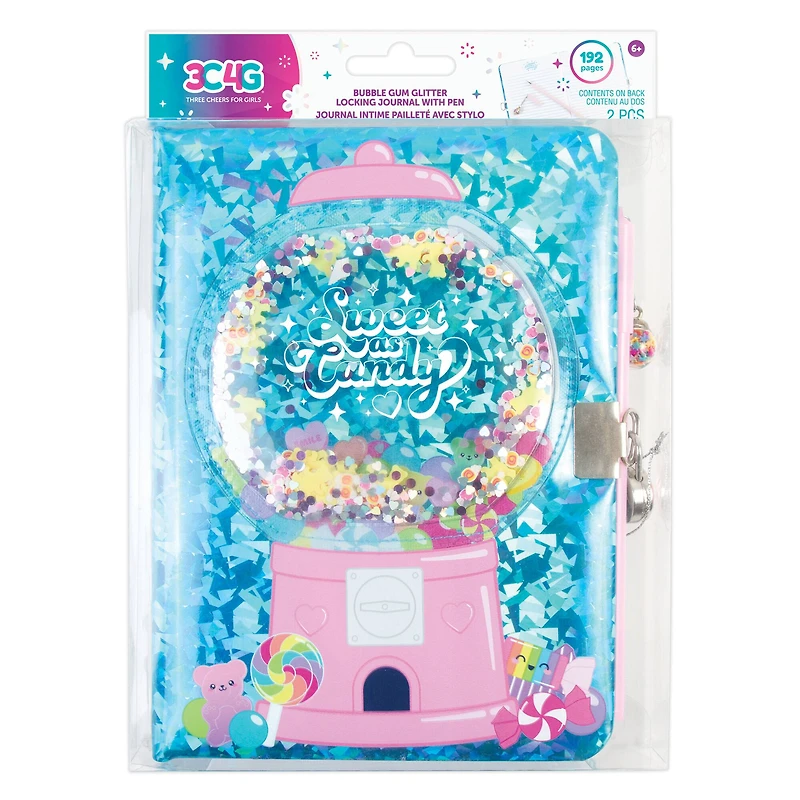 Make It Real™ 3C4G Bubble Gum Glitter Locking Journal Set