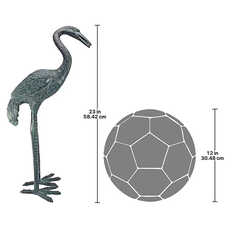 Design Toscano Small Curved Neck Bronze Crane