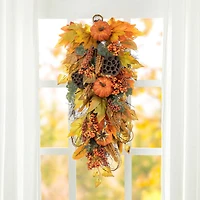 Glitzhome® 25" Fall Pumpkin Leaf Swag