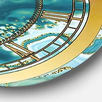 Designart 'Ocean Blue Golden Marble Modern Wall Clock