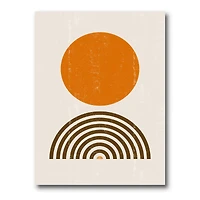 Designart - Abstract Minimal Orange Sun and Rainbow I