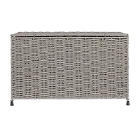 Gray Woven Paper Rope Storage Chest with Hinged Lid & Integrated Handles