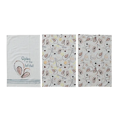 Hello Honey® Multicolor Cotton & Linen Oyster Tea Towels Set