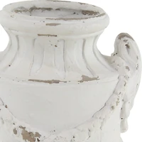 White Fiberglass Farmhouse Vase, 18" x 11" x 11"
