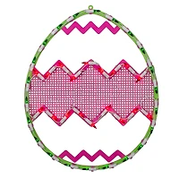 17" Green with Pink Chevron Stripe Lighted Easter Egg Window Silhouette