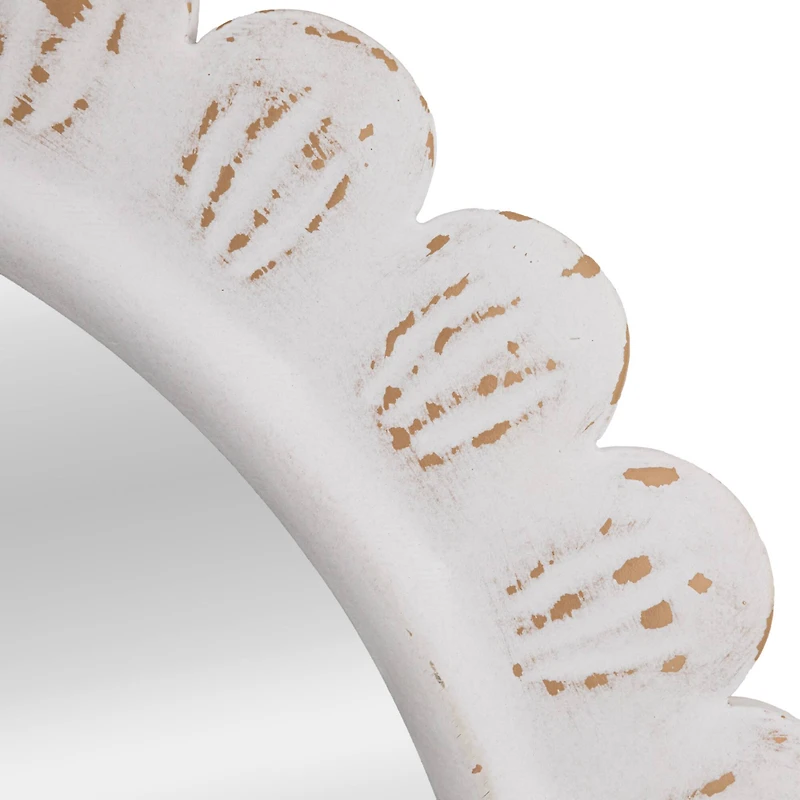 Hello Honey® 31.5" White Arched Raised Scallop Pattern Wall Mirror