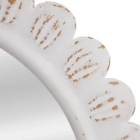 Hello Honey® 31.5" White Arched Raised Scallop Pattern Wall Mirror