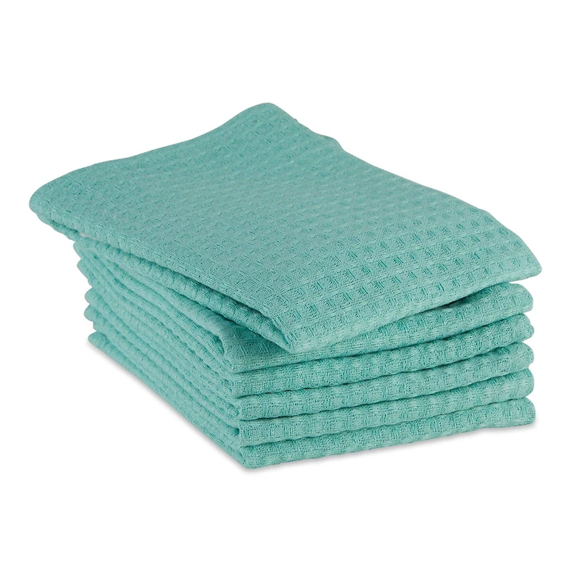 DII® Aqua Recycled Cotton Waffle Dish Towels, 6ct.