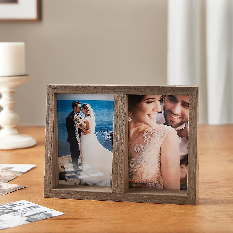 Expressions™ 2 Opening 4" x 6" Walnut Angled Collage Frame by Studio Décor®