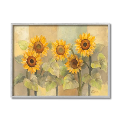 Stupell Industries Soft Vintage Sunflower Floral Field Yellow Green Framed Wall Art