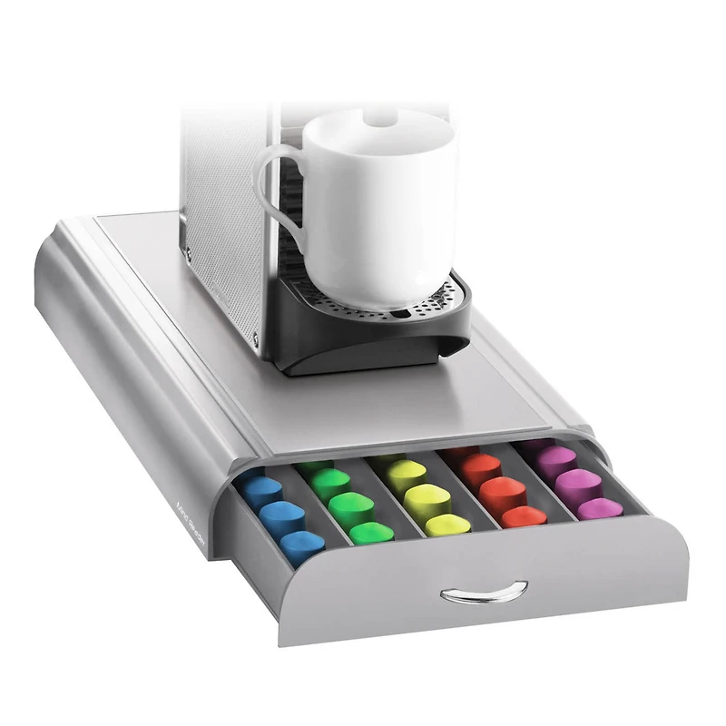 Mind Reader Gray 50 Capacity Single-Serve Coffee Capsule Storage Drawer Organizer
