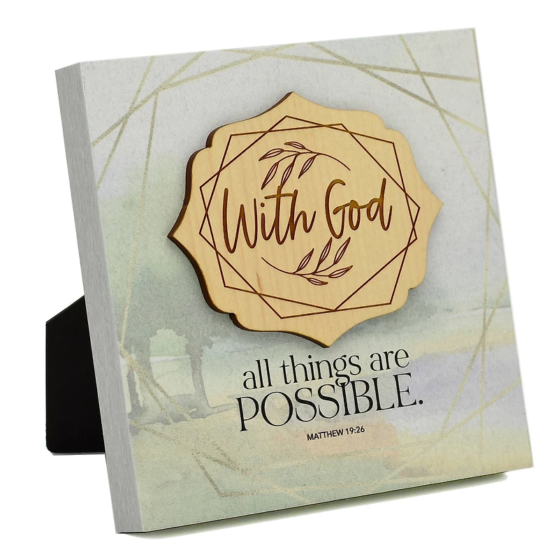 6" With God All Things Possible Wood Plaque