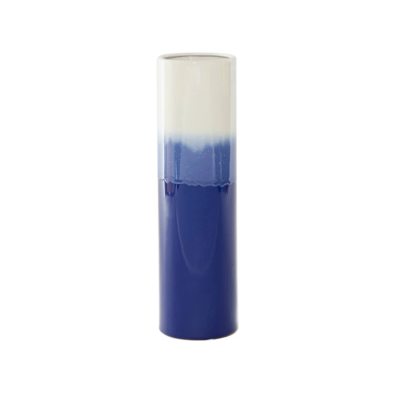 17" Blue Stoneware Modern Vase