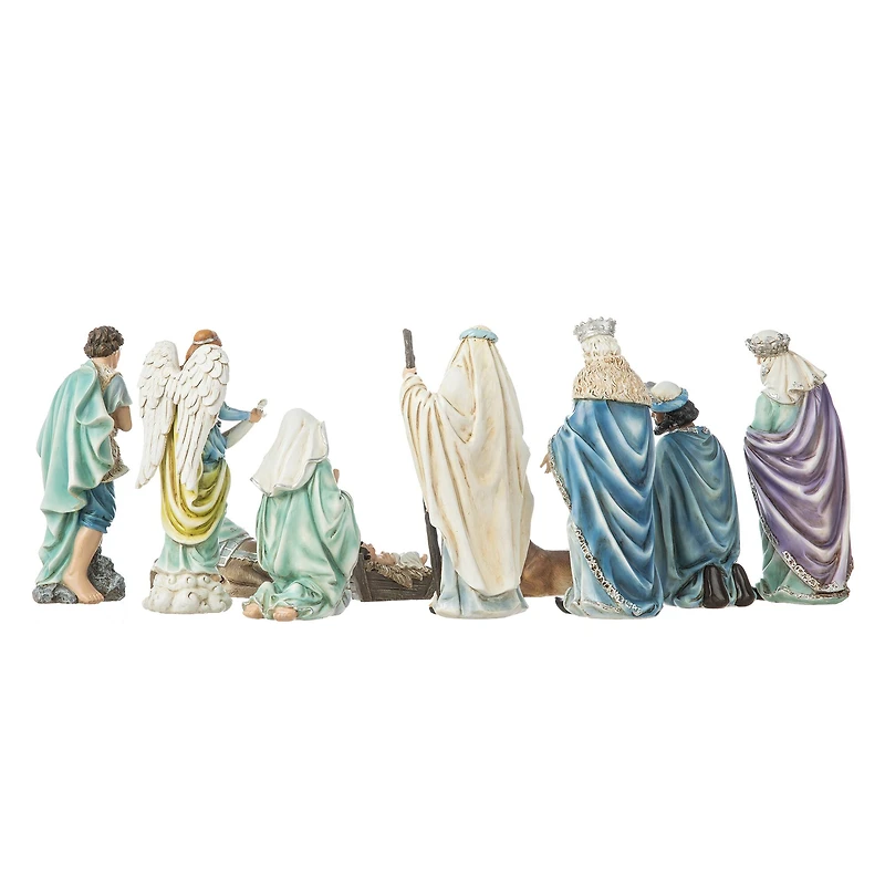 Glitzhome® 12 Piece Deluxe Blue Nativity Figurine Set