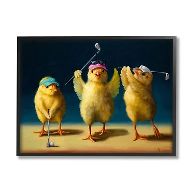 Stupell Industries Golfer Chicks Wearing Sports Visors Golf Clubs Framed Giclee Art
