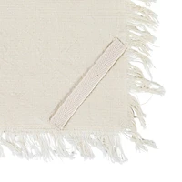 Hello Honey® Natural & Black Stripes Woven Cotton Tea Towels with Fringe Set