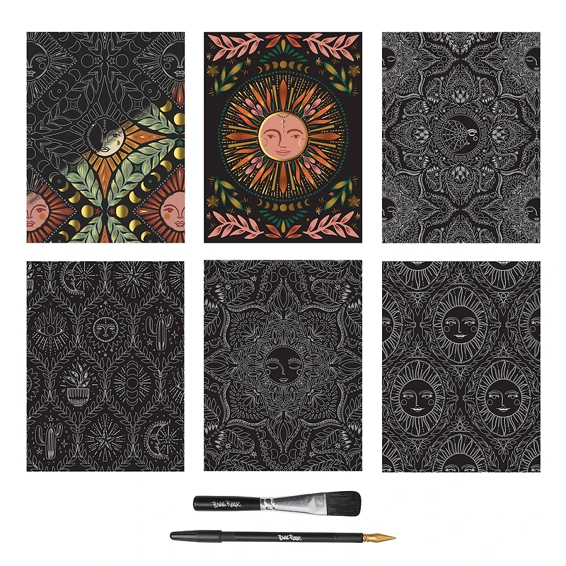 Brea Reese™ 9" x 12" Fall Moon & Sun Scratch Art Paper Pad