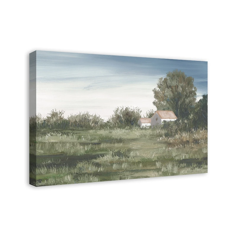 Neutral House in Trees Canvas Wall Art