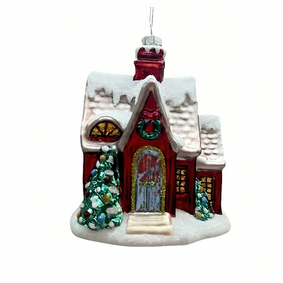 5.25" Winter House Glass Ornament by Ashland®