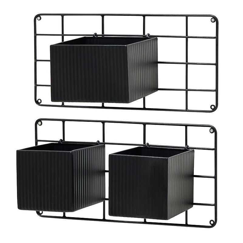 Glitzhome® Black Metal Vertical Wall Planter Stands Set