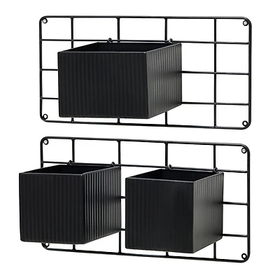 Glitzhome® Black Metal Vertical Wall Planter Stands Set