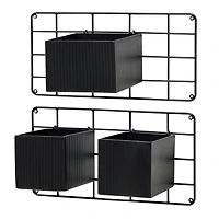 Glitzhome® Black Metal Vertical Wall Planter Stands Set