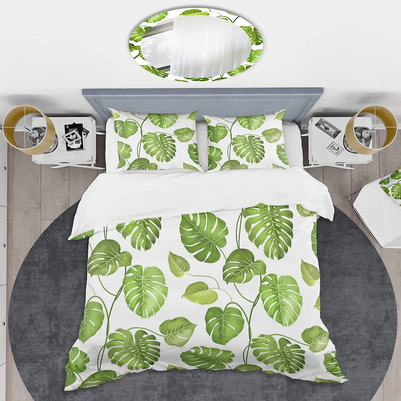 Designart 'Tropical Palm Leaves II' Mid-Century Duvet Cover Set