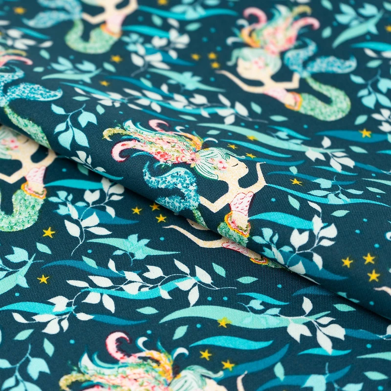 SINGER Denise Palmer Navy Mermaid Cotton Fabric