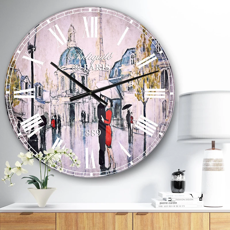 Designart 'Love In Paris I French Country Wall Clock