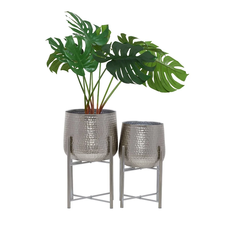 Silver Transitional Planter, Set of 2" 19", 16"